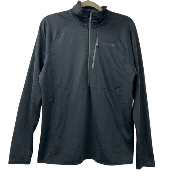 Patagonia Men's L Polartec Grid Fleece 1/2 Zip Pullover Black Long Sleeve Jacket - Picture 1 of 15